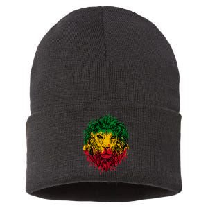 Rasta theme with lion head Sustainable Knit Beanie