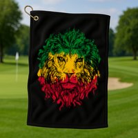 Rasta theme with lion head Golf Towel