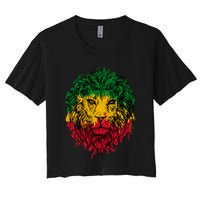 Rasta theme with lion head Women's Crop Top Tee