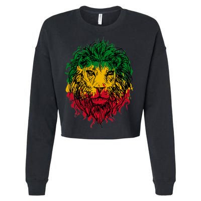 Rasta theme with lion head Cropped Pullover Crew