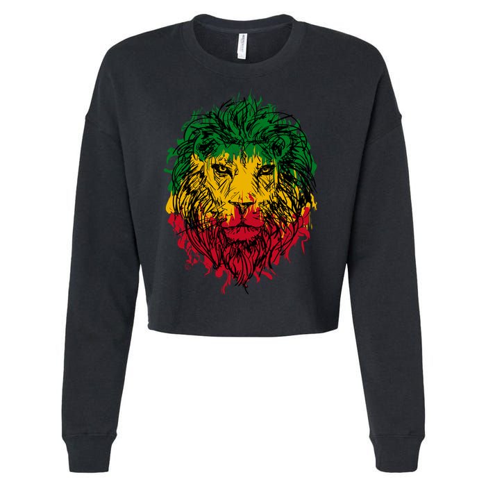 Rasta theme with lion head Cropped Pullover Crew