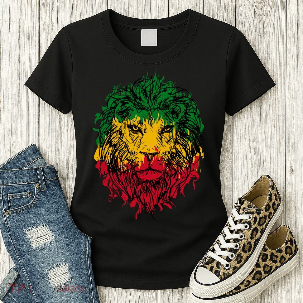 Rasta theme with lion head Womens T-Shirt