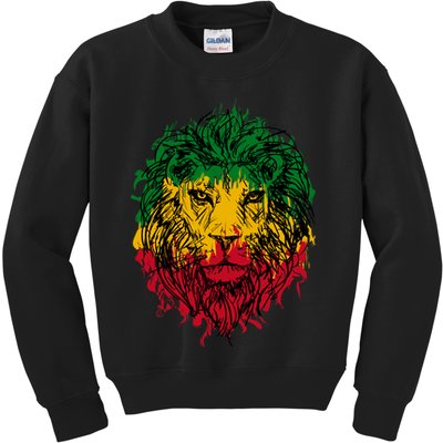 Rasta theme with lion head Kids Sweatshirt