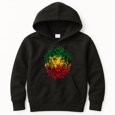 Rasta theme with lion head Kids Hoodie