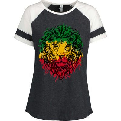 Rasta theme with lion head Enza Ladies Jersey Colorblock Tee