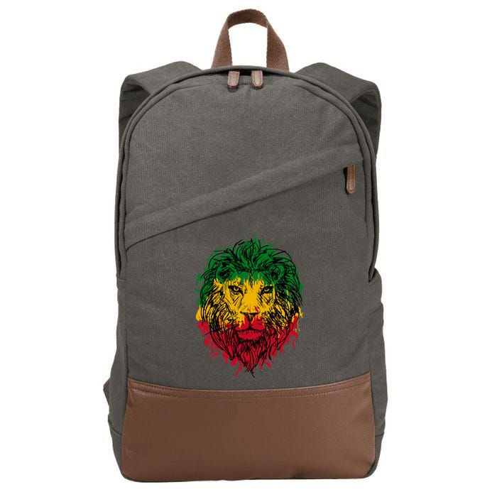 Rasta theme with lion head Cotton Canvas Backpack