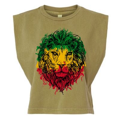 Rasta theme with lion head Garment-Dyed Women's Muscle Tee