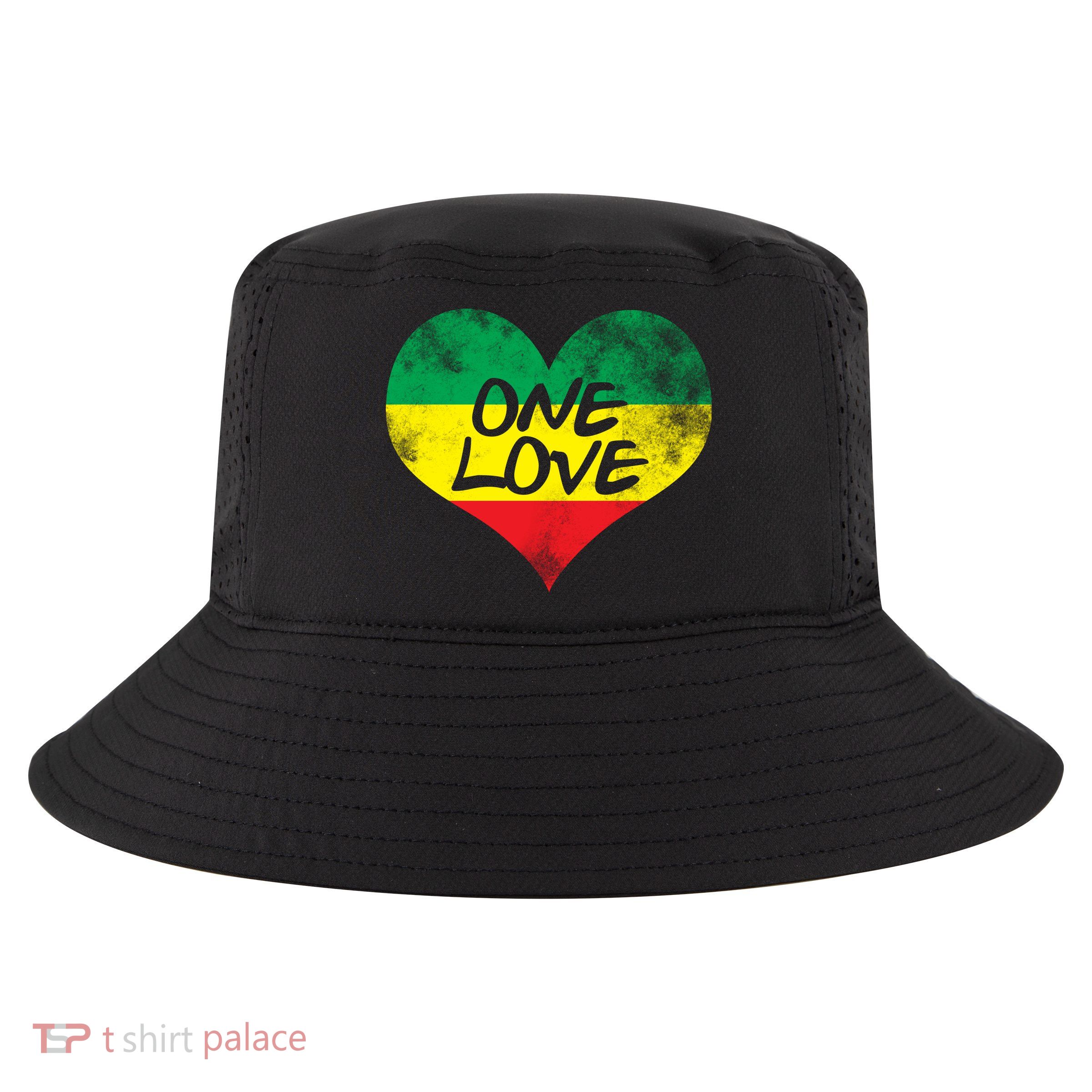 Rastafari One Love Vintage Jamaican Heart Cool Comfort Performance Bucket Hat