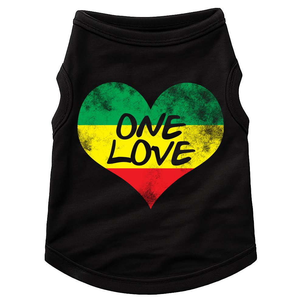 Rastafari One Love Vintage Jamaican Heart Doggie Tank
