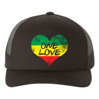 Rastafari One Love Vintage Jamaican Heart Yupoong Adult 5-Panel Trucker Hat