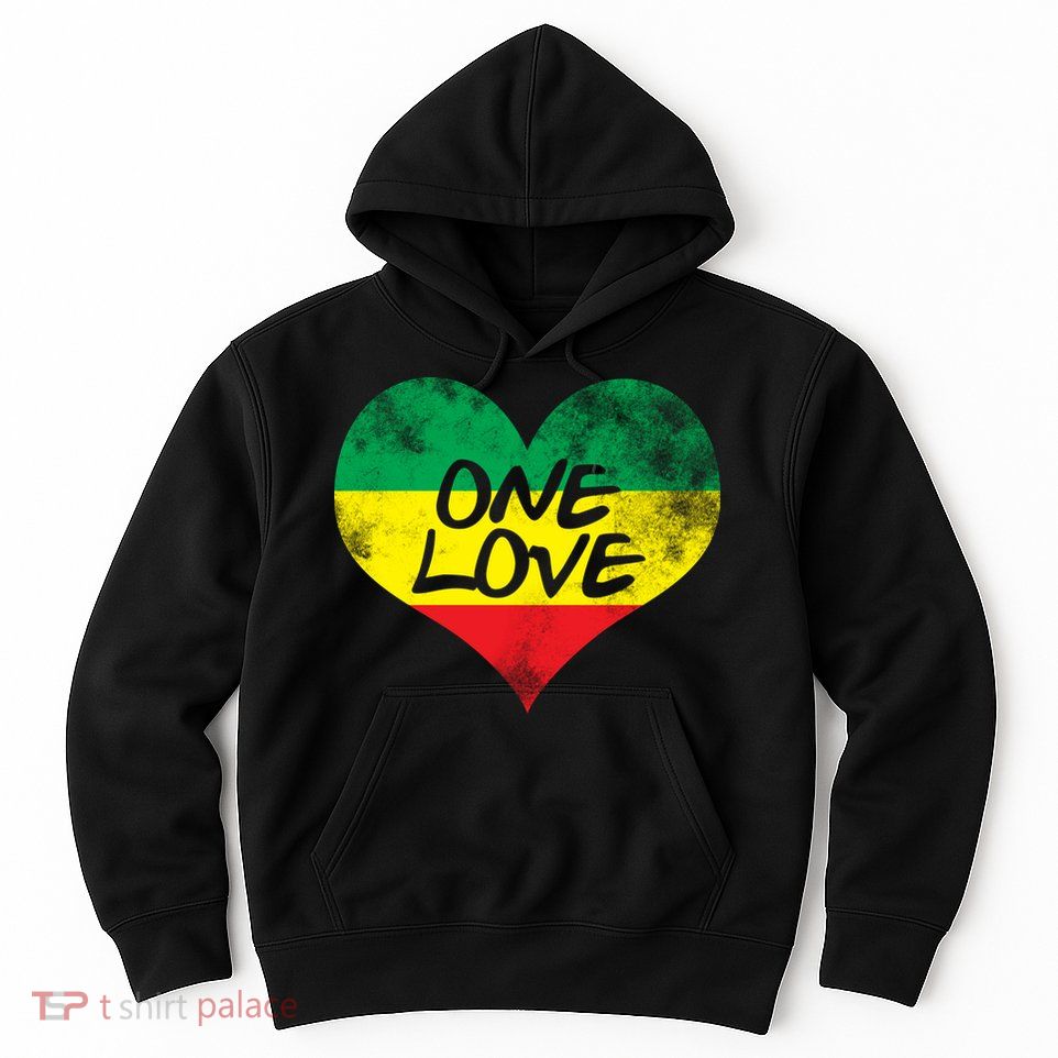 Rastafari One Love Vintage Jamaican Heart Hoodie