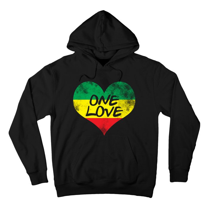 Rastafari One Love Vintage Jamaican Heart Hoodie