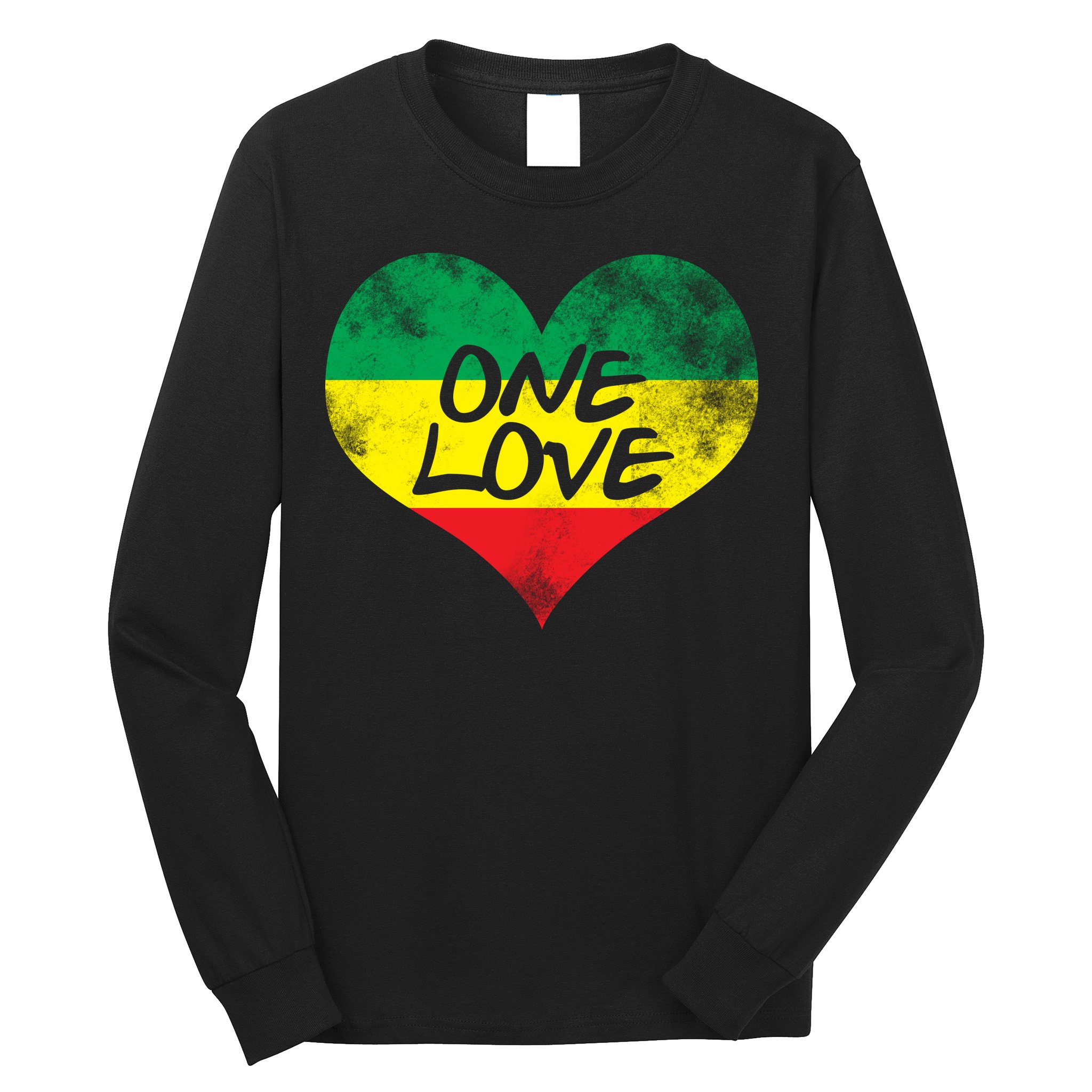 Rastafari One Love Vintage Jamaican Heart Long Sleeve Shirt