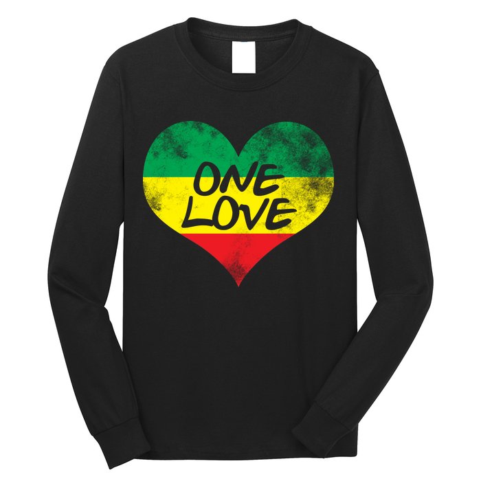 Rastafari One Love Vintage Jamaican Heart Long Sleeve Shirt