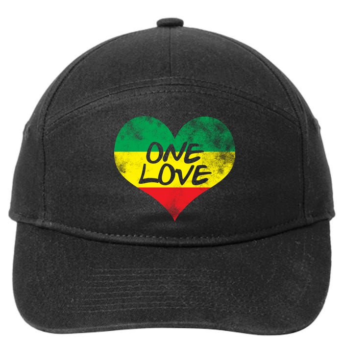 Rastafari One Love Vintage Jamaican Heart 7-Panel Snapback Hat