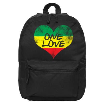 Rastafari One Love Vintage Jamaican Heart 16 in Basic Backpack