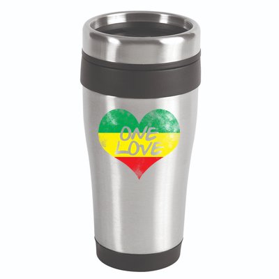 Rastafari One Love Vintage Jamaican Heart 16oz Travel Tumbler