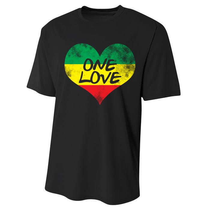 Rastafari One Love Vintage Jamaican Heart Performance Sprint T-Shirt