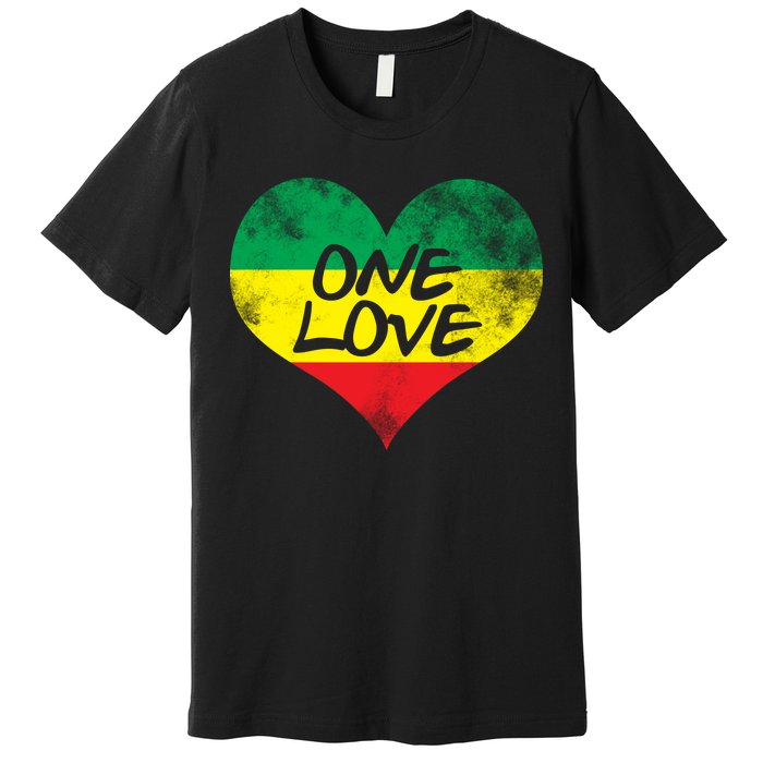 Rastafari One Love Vintage Jamaican Heart Premium T-Shirt