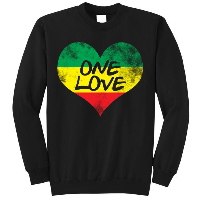 Rastafari One Love Vintage Jamaican Heart Tall Sweatshirt