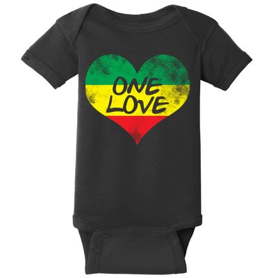 Rastafari One Love Vintage Jamaican Heart Baby Bodysuit