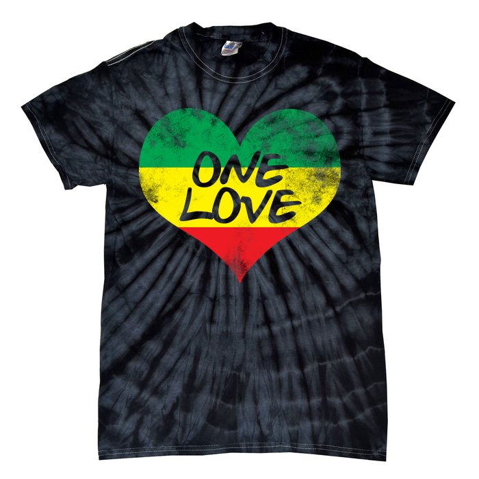 Rastafari One Love Vintage Jamaican Heart Tie-Dye T-Shirt