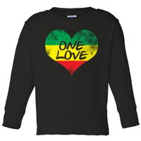 Rastafari One Love Vintage Jamaican Heart Toddler Long Sleeve Shirt