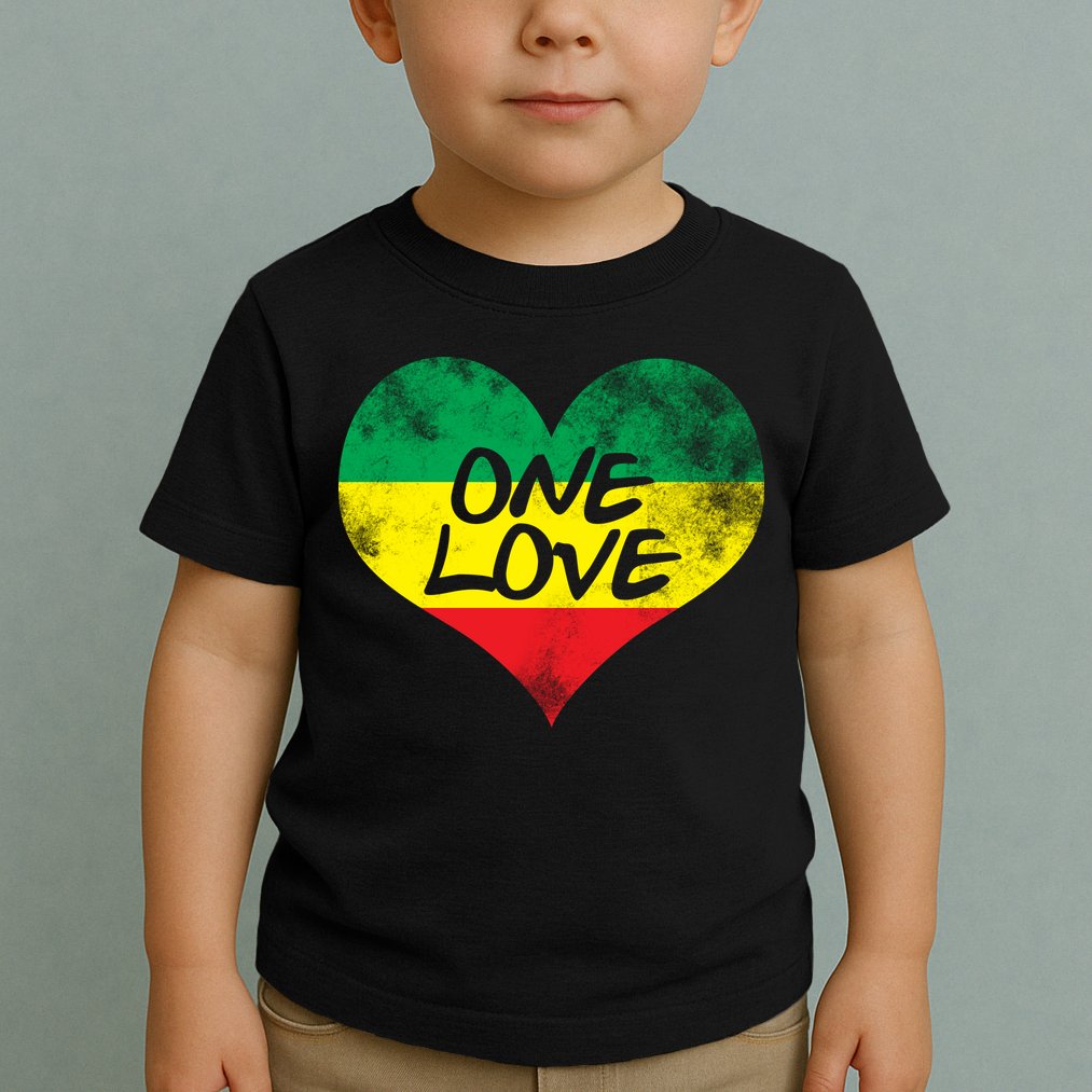 Rastafari One Love Vintage Jamaican Heart Toddler T-Shirt