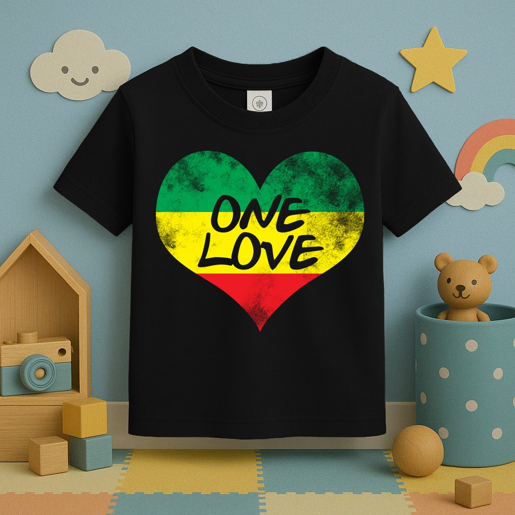 Rastafari One Love Vintage Jamaican Heart Toddler T-Shirt