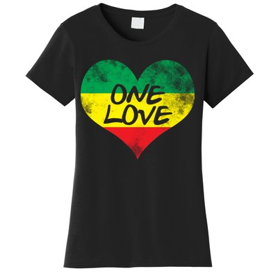 Rastafari One Love Vintage Jamaican Heart Women's T-Shirt