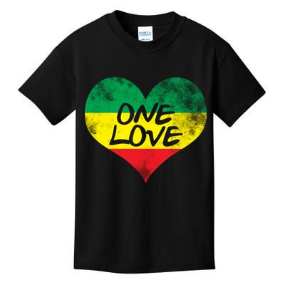 Rastafari One Love Vintage Jamaican Heart Kids T-Shirt