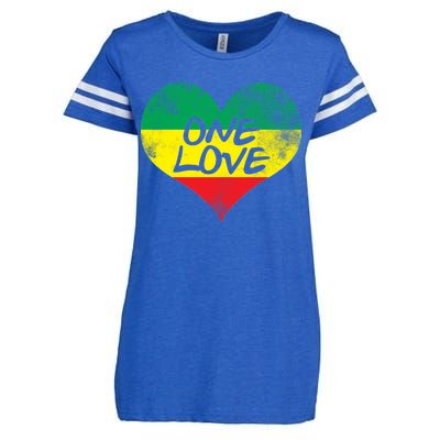 Rastafari One Love Vintage Jamaican Heart Enza Ladies Jersey Football T-Shirt