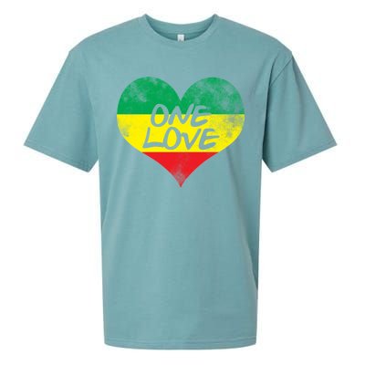 Rastafari One Love Vintage Jamaican Heart Sueded Cloud Jersey T-Shirt