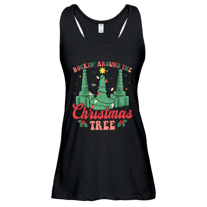 Rockin Around The Xmas Tree Nurse Respiratory Therapist Ladies Essential Flowy Tank