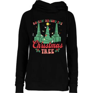 Rockin Around The Xmas Tree Nurse Respiratory Therapist Womens Funnel Neck Pullover Hood