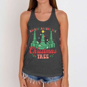 Rockin Around The Xmas Tree Nurse Respiratory Therapist Women's Knotted Racerback Tank