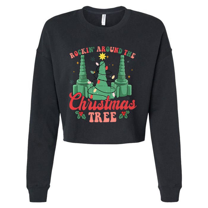 Rockin Around The Xmas Tree Nurse Respiratory Therapist Cropped Pullover Crew