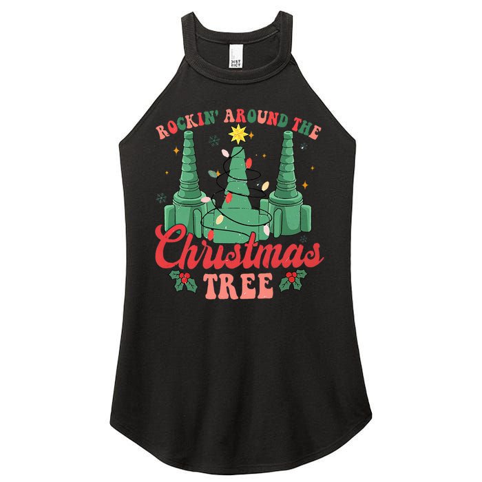 Rockin Around The Xmas Tree Nurse Respiratory Therapist Women's Perfect Tri Rocker Tank