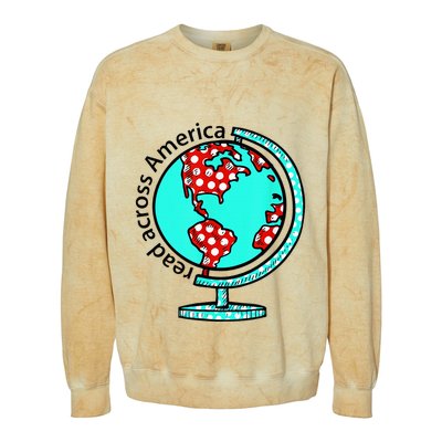 Reads Across That America Reading Lover Teacher Reader Colorblast Crewneck Sweatshirt