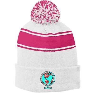 Reads Across That America Reading Lover Teacher Reader Stripe Pom Pom Beanie