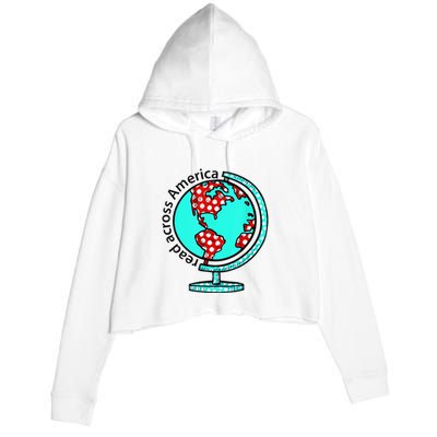 Reads Across That America Reading Lover Teacher Reader Crop Fleece Hoodie