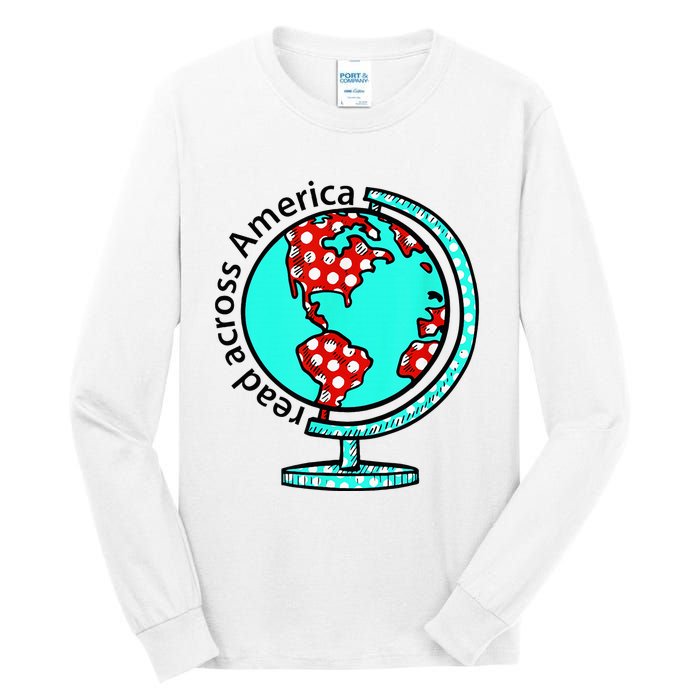 Reads Across That America Reading Lover Teacher Reader Tall Long Sleeve T-Shirt