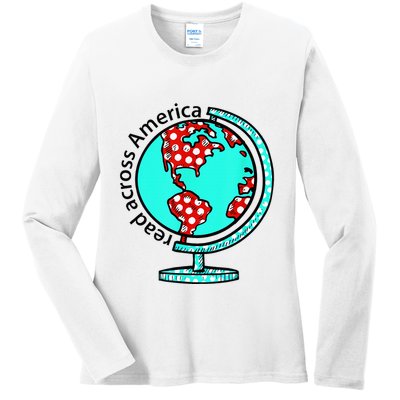 Reads Across That America Reading Lover Teacher Reader Ladies Long Sleeve Shirt