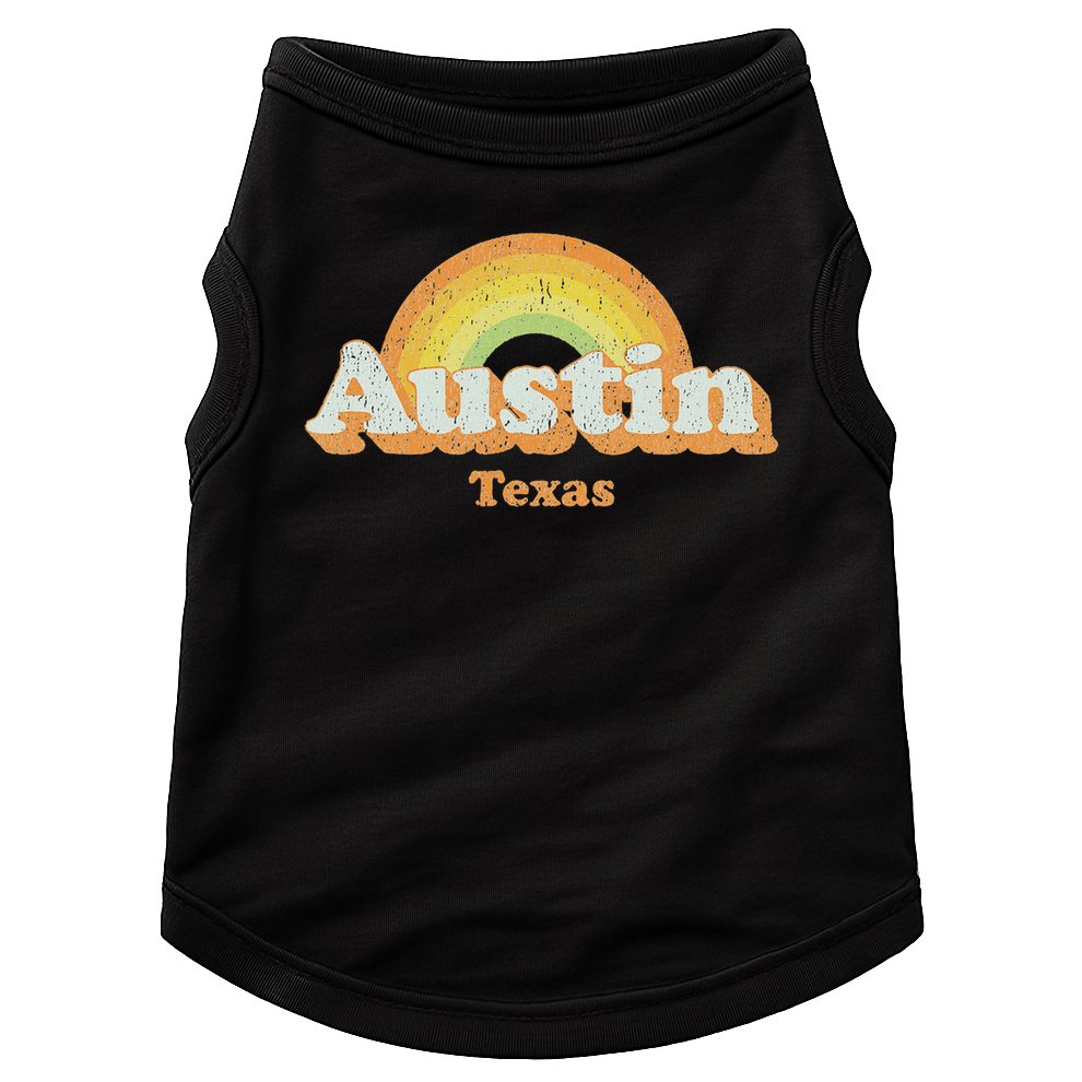 Retro Austin Texas Tx Vintage 70s Rainbow Design Doggie Tank