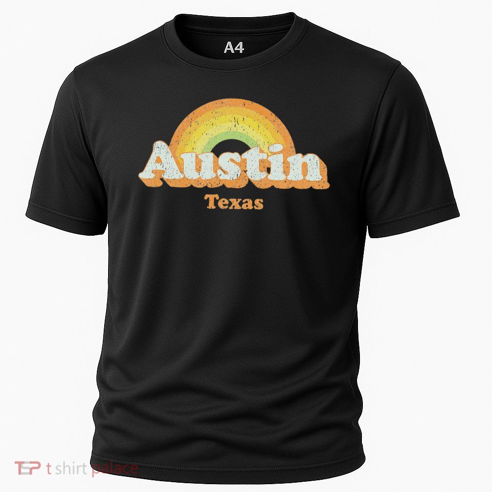 Retro Austin Texas Tx Vintage 70s Rainbow Design Performance Shirt