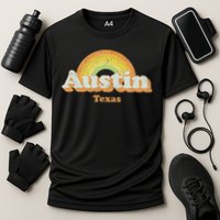 Retro Austin Texas Tx Vintage 70s Rainbow Design Performance Shirt