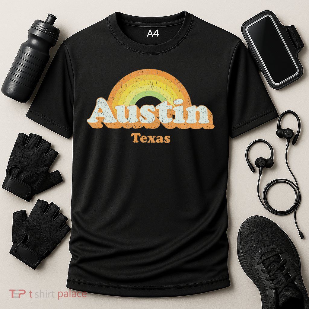 Retro Austin Texas Tx Vintage 70s Rainbow Design Performance Shirt