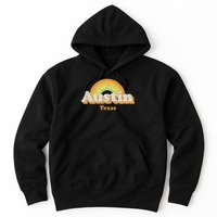 Retro Austin Texas Tx Vintage 70s Rainbow Design Hoodie