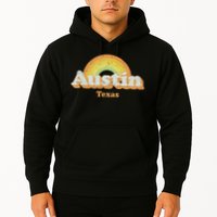 Retro Austin Texas Tx Vintage 70s Rainbow Design Hoodie