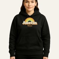Retro Austin Texas Tx Vintage 70s Rainbow Design Hoodie